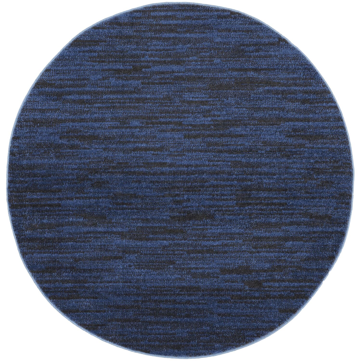 Nourison Essentials Indoor/Outdoor Midnight Blue 4' X Round Area Rug, Easy Cleaning, Non Shedding, Bed Room, Living Room, Dining