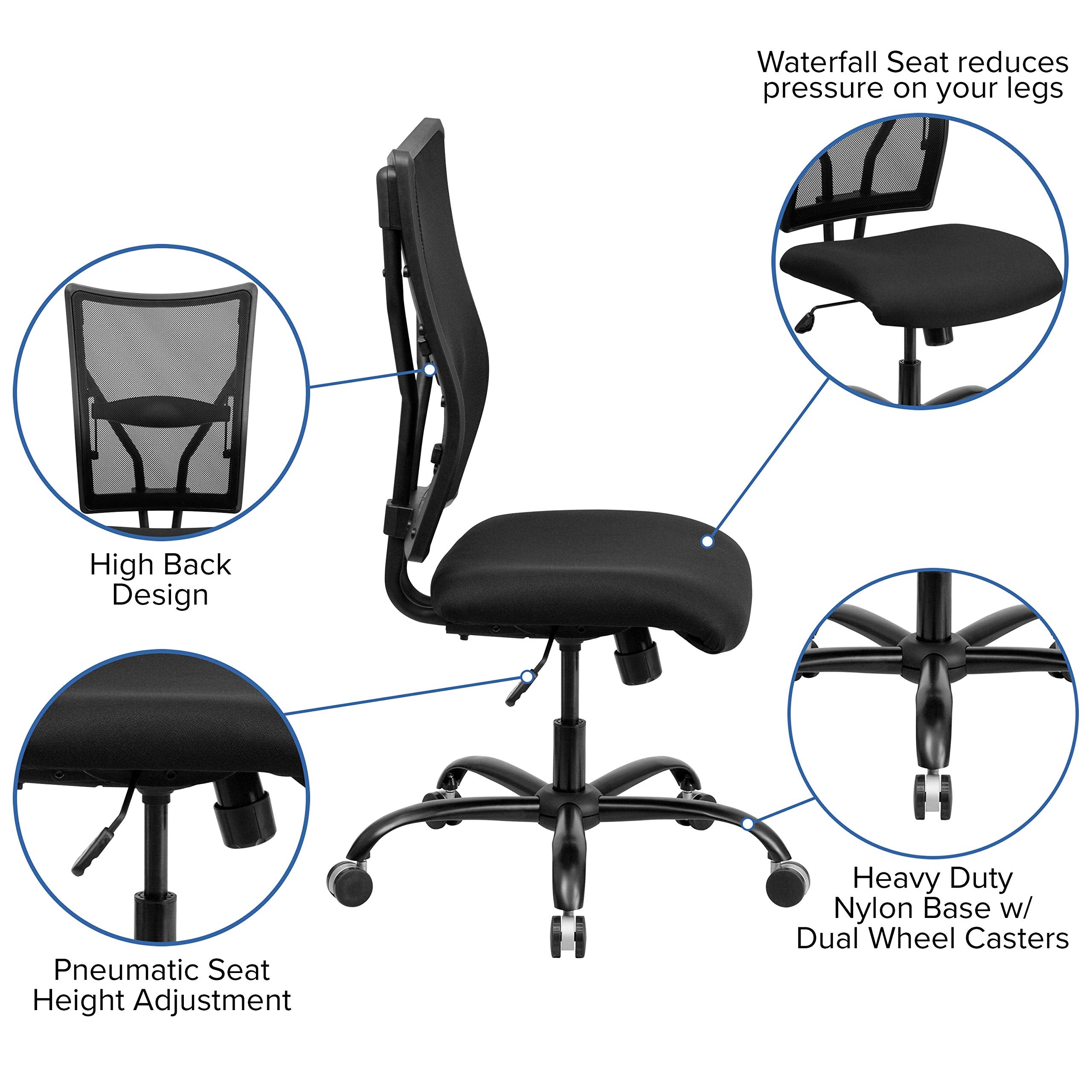 Flash Furniture HERCULES Series Big & Tall 400 lb. Rated Black Mesh Executive Swivel Ergonomic Office Chair