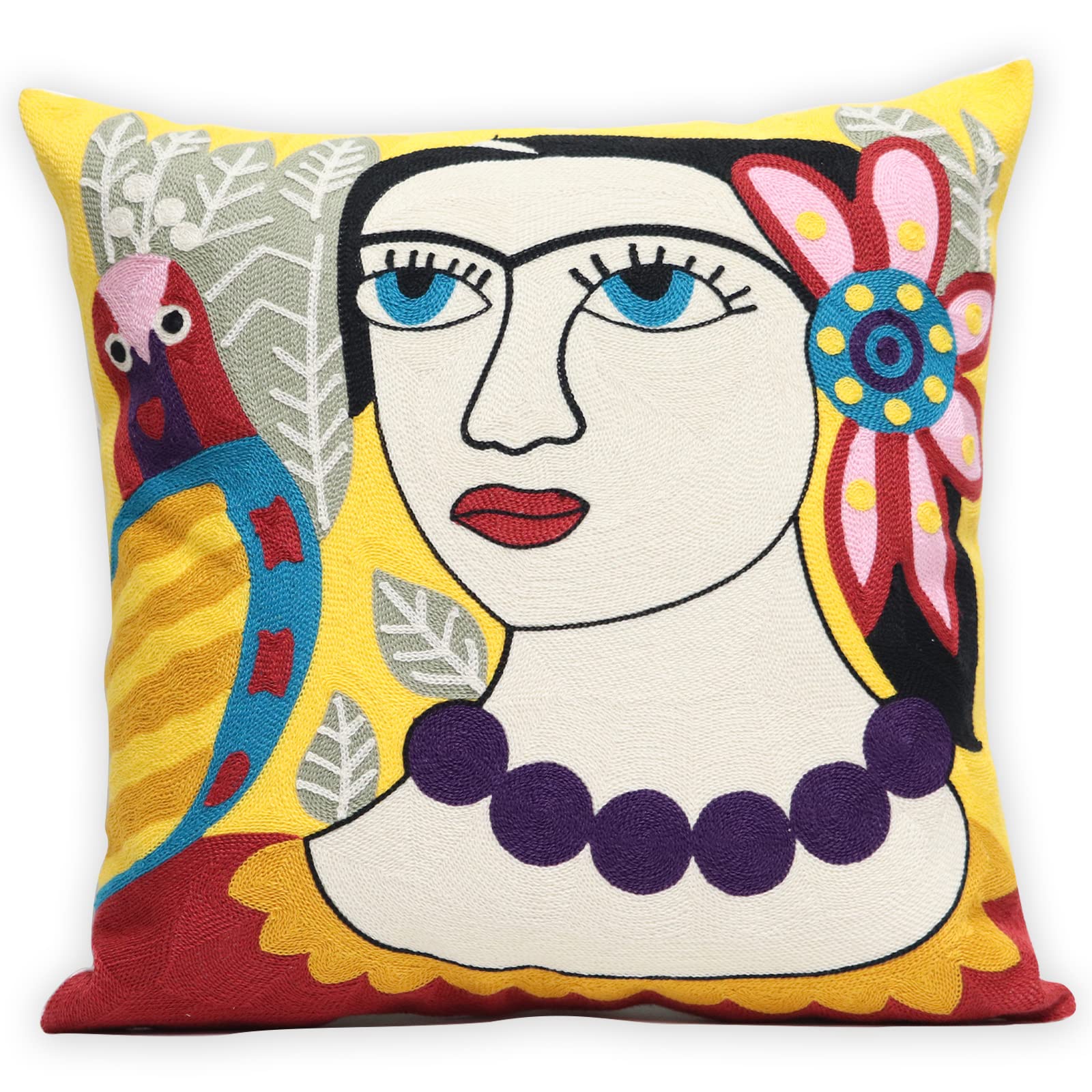 Unionkk Soft Cotton Throw Pillow Covers Abstract Art Embroidery Square Cushion Cover Outdoor Balcony Pillow Cases For For Sofa L