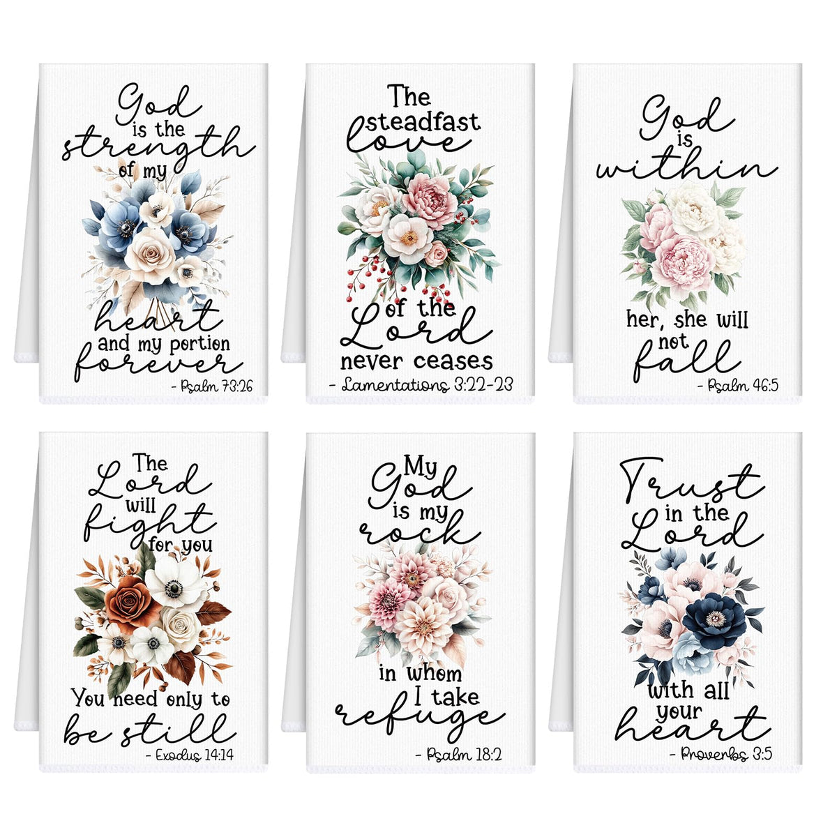 VISSTREE Bible Christian Kitchen Towels, Religious Wildflower Hand Towels