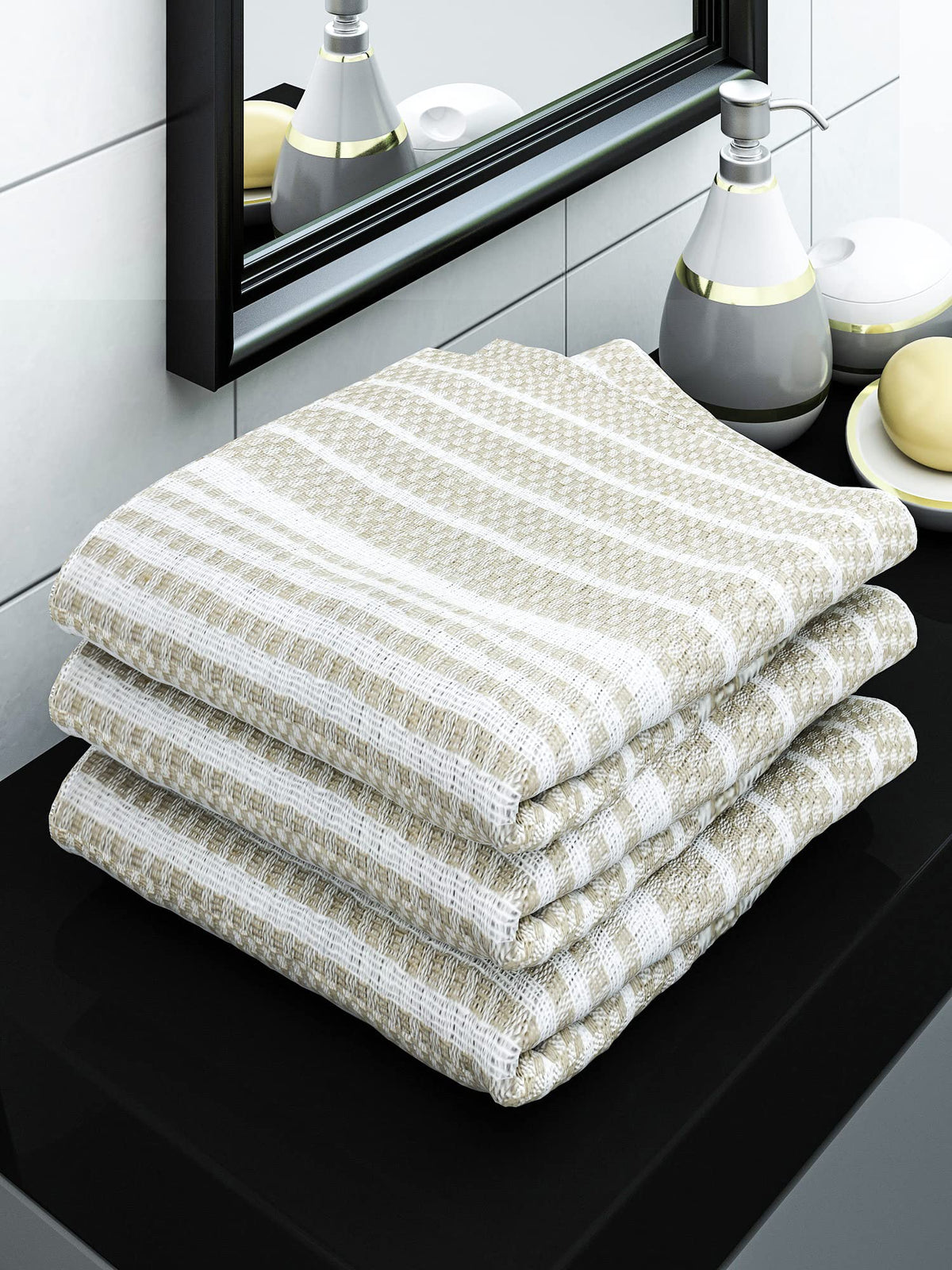 Athom Living Woven Light Weight Bath Towels 150L x 75W Qty of 3