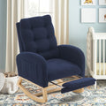 cinkehome Nursery Rocking Chair with Retractable Foot Rest, Teddy Glider Rocking Chair, Mid Century Rocker Chair, High Back, Sol