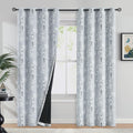 FMFUNCTEX 100% Blackout Curtains for Bedroom Grey Floral 108 Inches Long Curtain for Living Room Blossom Printed Thermal Insulat