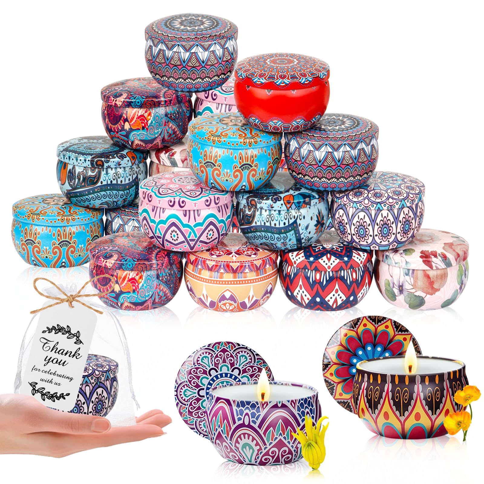 24 Pack Scented Candles Gift Set, Baby Shower Bridal Favors for Guests Housewarming Birthday Party Favors for Adults, Christmas 