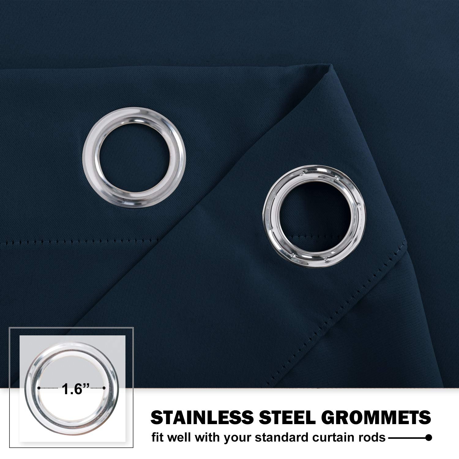 Nicetown Navy Tiers Blackout Curtains 30 Inche Long For Rv Kitchen Basement Thermal Insulated Grommet Small Window Curtain For Bathroom Cabinet,42 Inch Wide Per Panel, 2 Panels