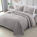 Exclusivo Mezcla Ultrasonic King Quilt Bedding Set, Lightweight Light Grey Bedspreads Soft Modern Geometric Coverlet Set For All
