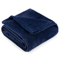 PAVILIA Soft Fleece Navy Blue Throw Blanket for Couch, Lightweight Plush Warm Blankets for Bed, Fuzzy Cozy Flannel Blanket Throw