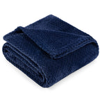 PAVILIA Soft Fleece Navy Blue Throw Blanket for Couch, Lightweight Plush Warm Blankets for Bed, Fuzzy Cozy Flannel Blanket Throw