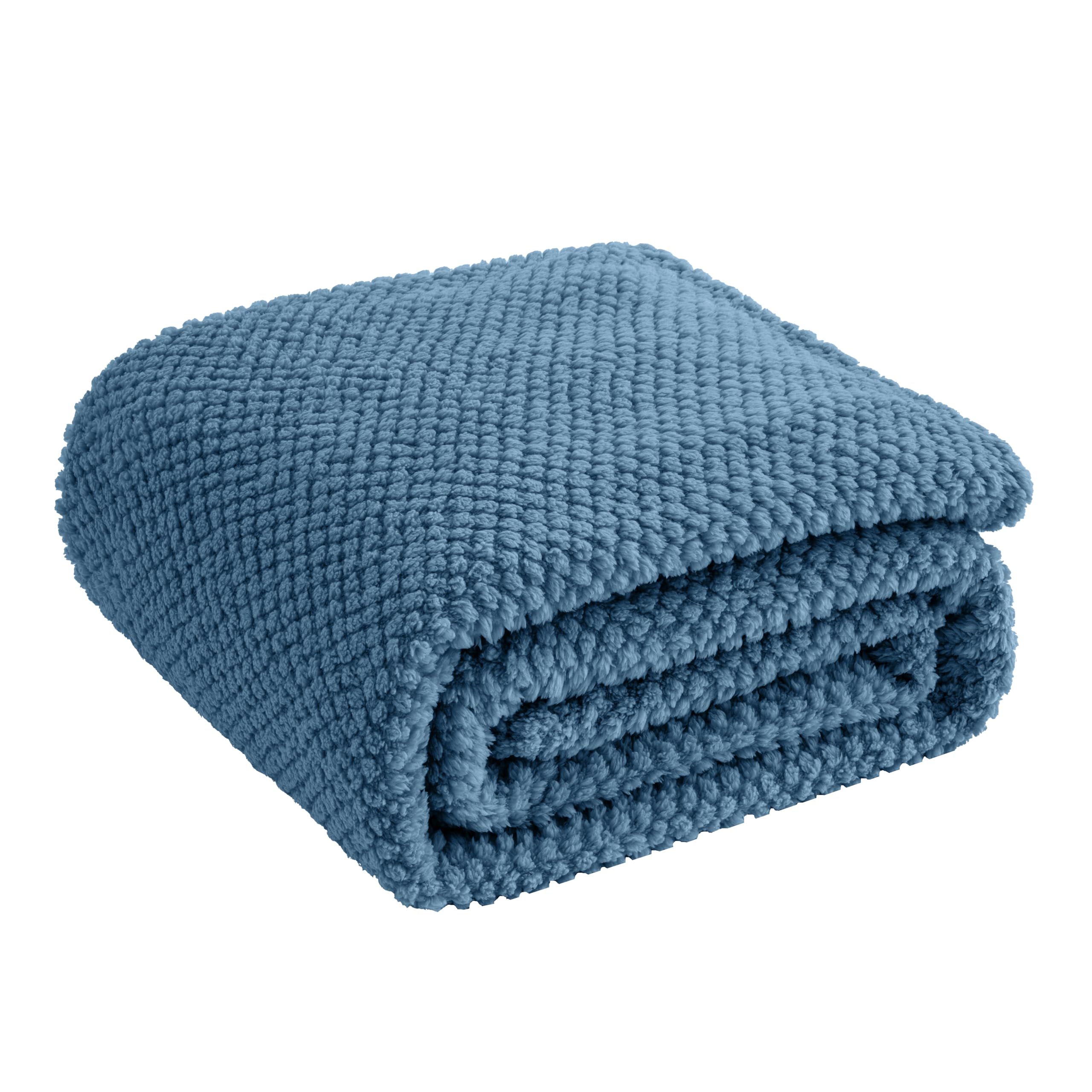 Blue Soft Fleece 300Gsm Large Queen Blanket For Couch Cozy Flannel Room Decorative Blankets, Lightweight Plush Blanket For Bed S