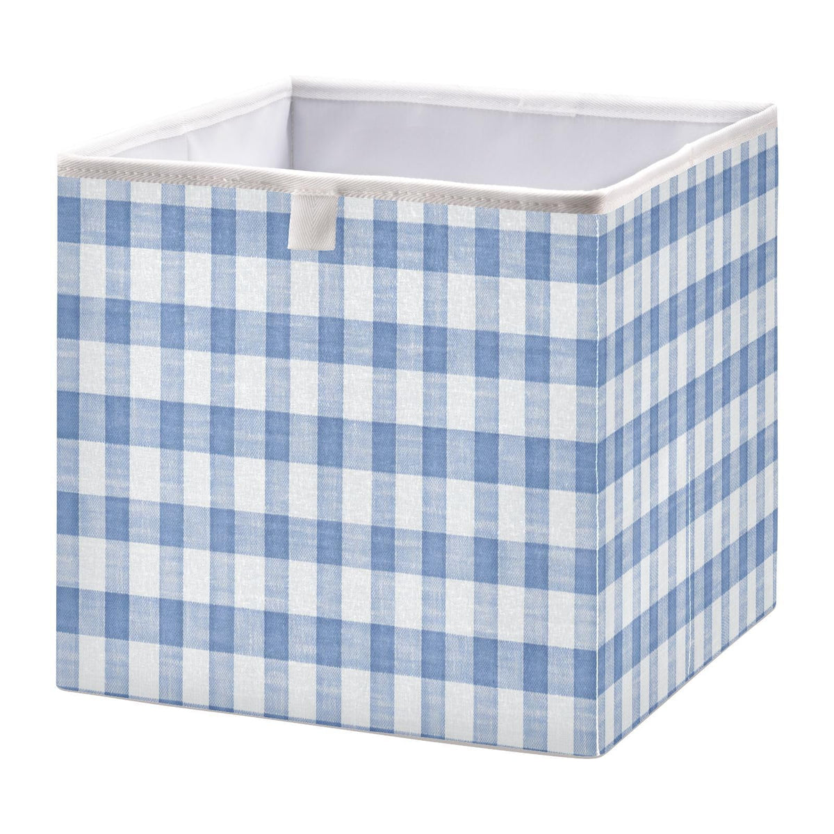Kigai Blue White Gingham Cube Storage Bins 11x11 inch Collapsible Fabric Storage Cubes Organizer Foldable Boxes Decorative Baske