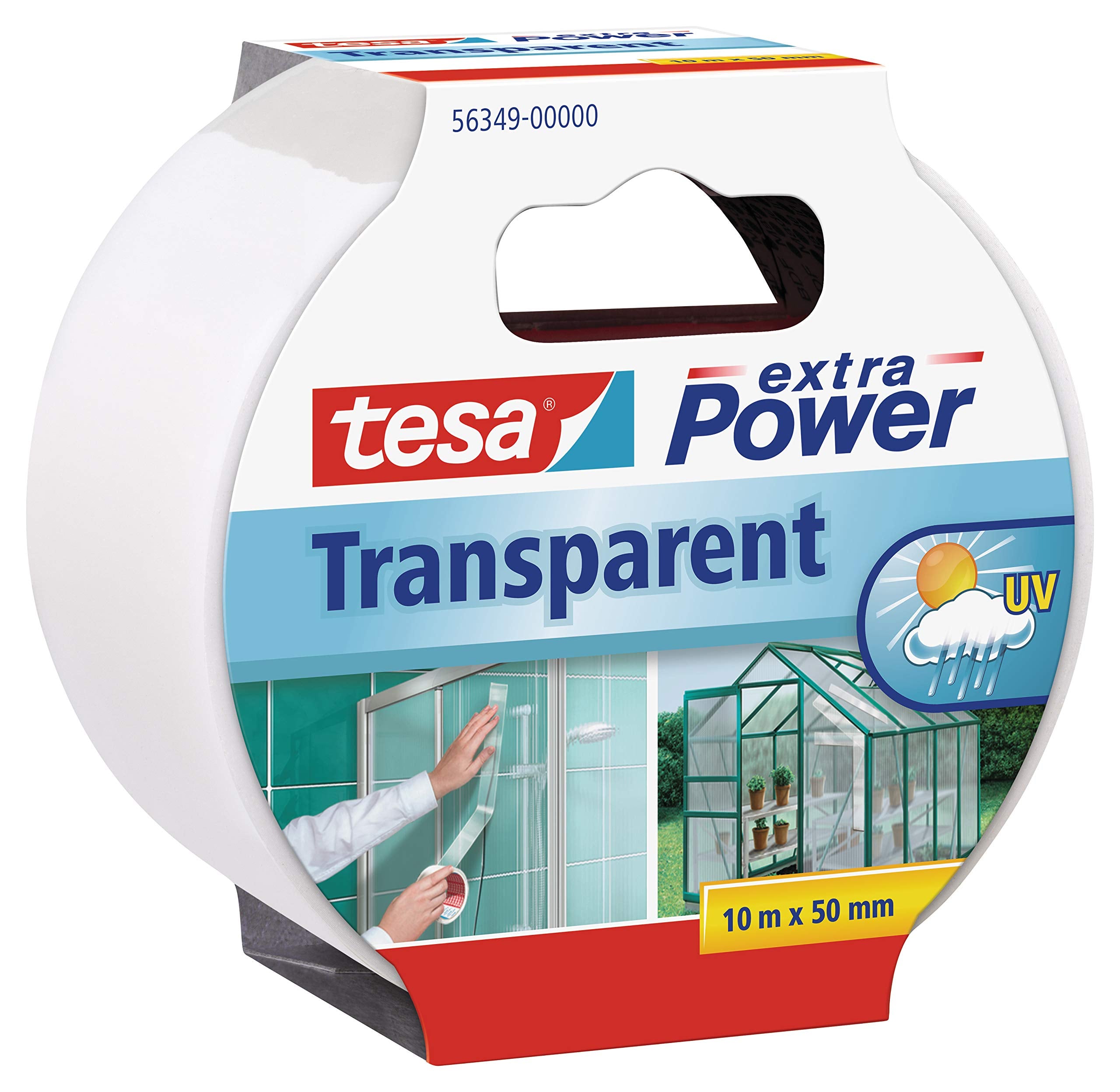 Tesa Extra Power Universal Duct Tape - Waterproof, Extra-Resistant Repairing Tape, 1 Roll, 32.8 Ft X 2 In, Transparent