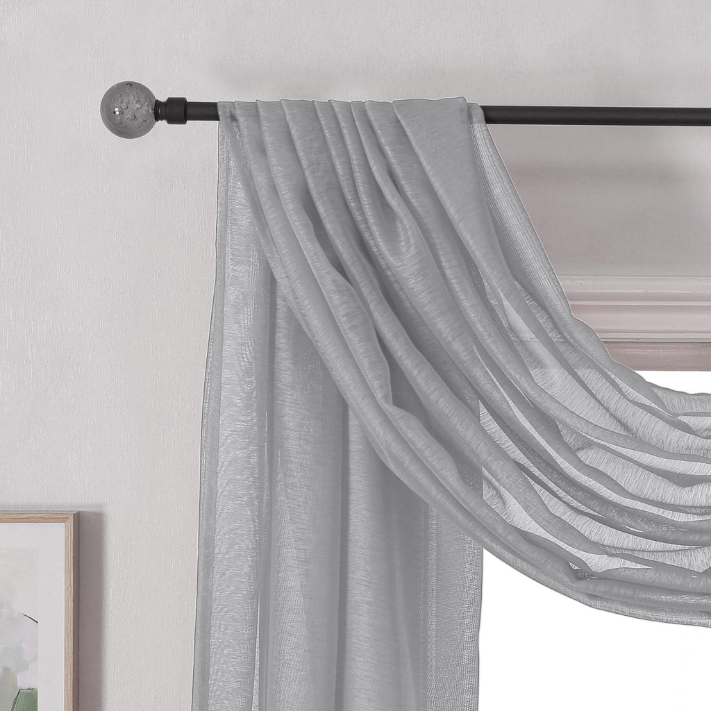 Donren 288 Inch Length Window Scarf - Extra Long Grey Background Scarf Curtain - Soft Voile Textured Window Topper Curtain Valan