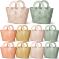 Nuogo 10 Pack Plastic Baskets with Handles, Multicolor Oval Totes