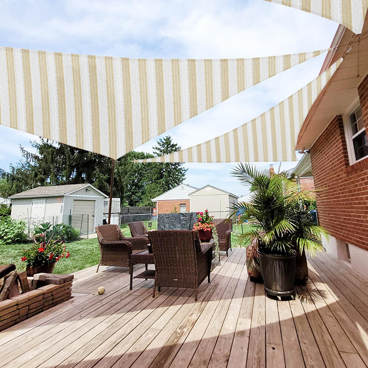 Patio Paradise 9 ' X 9 ' X 9 ' Sun Shade Sail Triangle Canopy, Permeable Shade Cloth Fabric Sunlight Block Patio Cover Hdpe Deck