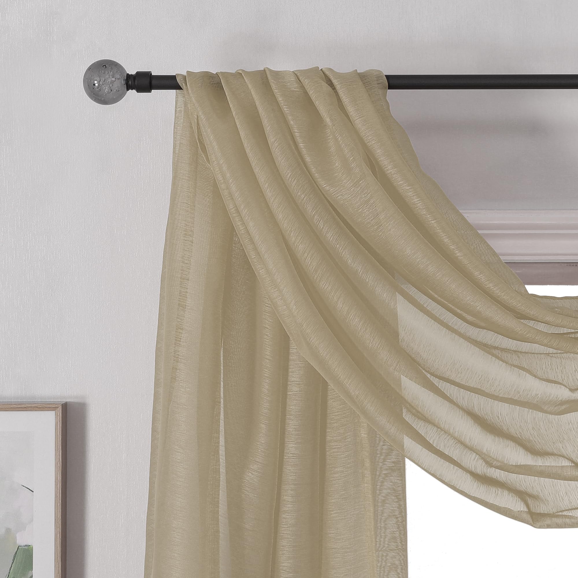 Donren Taupe Window Scarf For Background - Luxury Soft Sheer Scarf Add To Window Curtains For Enhanced Effect (52 By 216 Inch,1