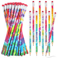Tie Dye Pencils Solid Color Pencils Colorful Round Pencils Rainbow Color Pencils Wood Gradient Pencils With Eraser Top For Home