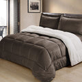 Cathay Home Twin Comforter Set: Ultra Soft And Plush Reversible Micromink And Sherpa 2-Piece Bedding Set, Chocolate, Twin (66'
