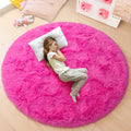 junovo Round Rug 5x5 Feet Fluffy Soft Area Rugs for Kids Girls Room Princess Castle Plush Shaggy Carpet Cute Circle Nursery Rug 