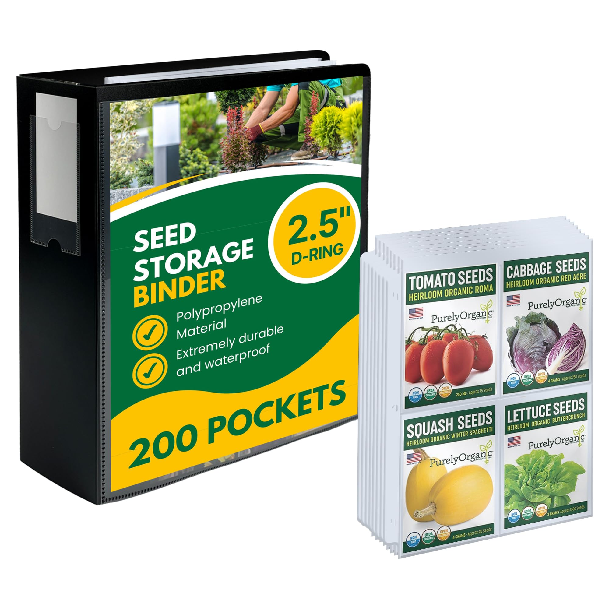 Performore Heavy-Duty Seed Storage Kit For Organizing Seed Packets, With 200 Pockets, 3.5 X 5.25' Pocket Size, 50 Clear Pages W