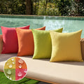 Miulee Pack Of 4 Decorative Outdoor Throw Pillow Covers Linen Waterproof Pillow Covers Farmhouse Cushion Cases For Patio Garden Tent Balcony Couch Sofa 18X18 Inch Red/Green