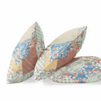 HomeRoots Cream Red Blue Broadcloth Cream Red Boho Floral Indoor Outdoor Throw Pillow