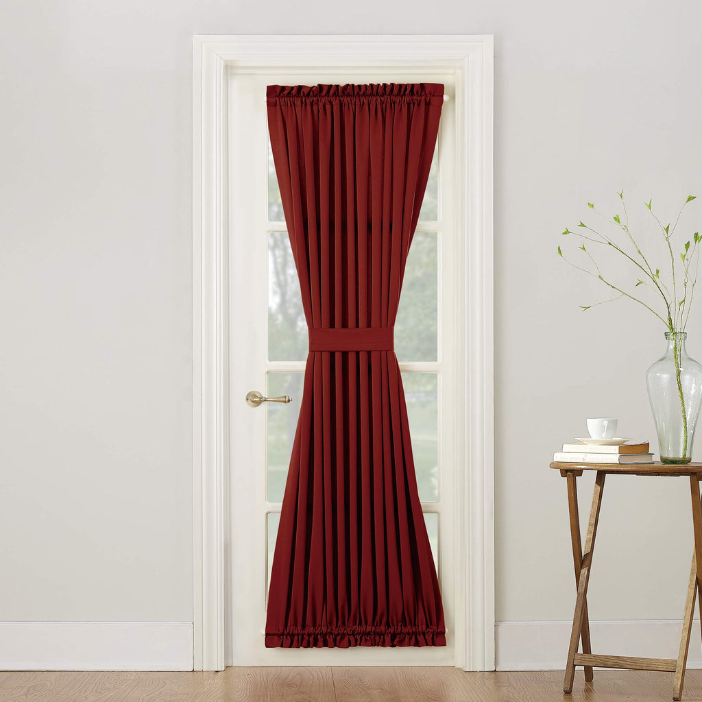 Sun Zero Barrow Energy Efficient Rod Pocket Door Curtain Panel, 54'' x 72'', Brick
