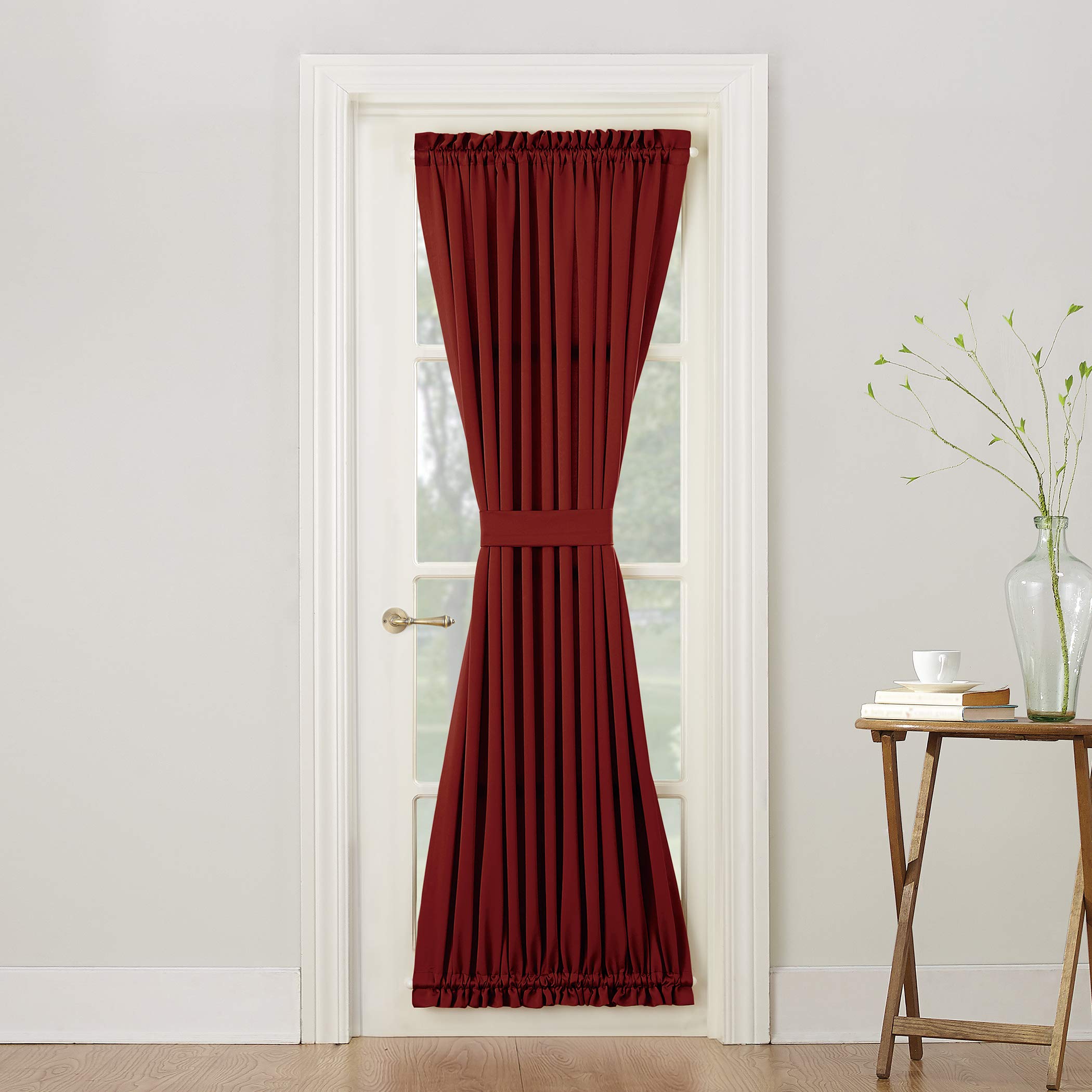 Sun Zero Barrow Energy Efficient Rod Pocket Door Curtain Panel, 54'' x 72'', Brick