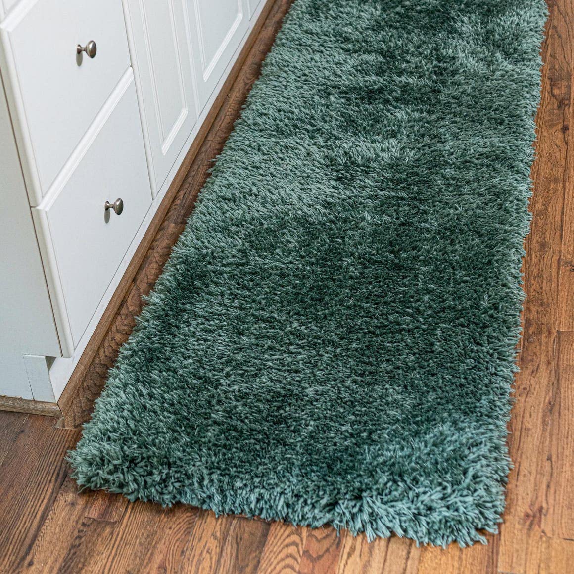 Rugs.com Infinity Collection Solid Shag Area Rug 13 Ft Runner Forest Green Shag Rug Perfect for Hallways, Entryways