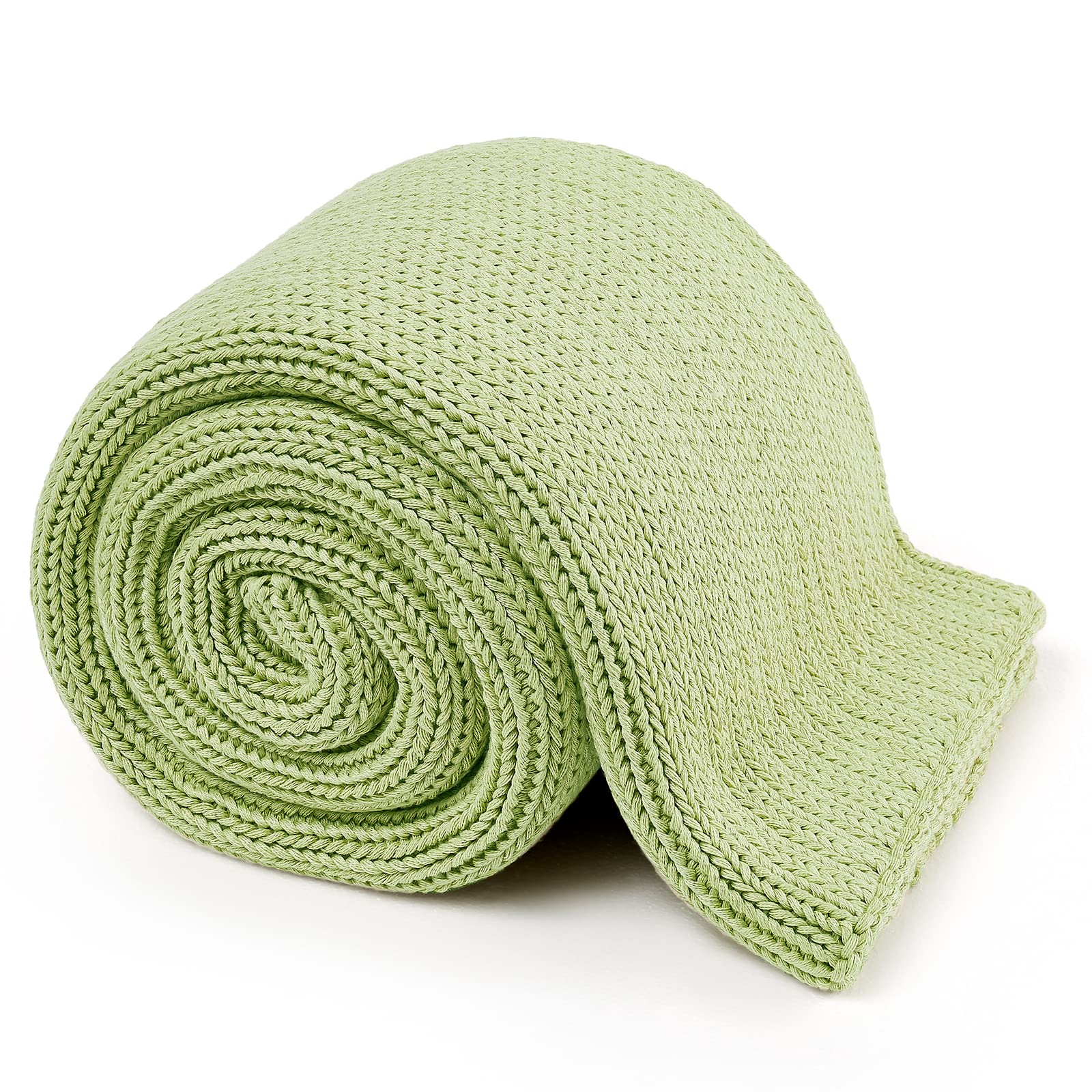 Guohaoi Knitted Weighted Blanket(Light Green 50''x60'' 7lbs),Home D  cor Cooling Throw Blanket for Hot Sleepers,Hand Made Chunky