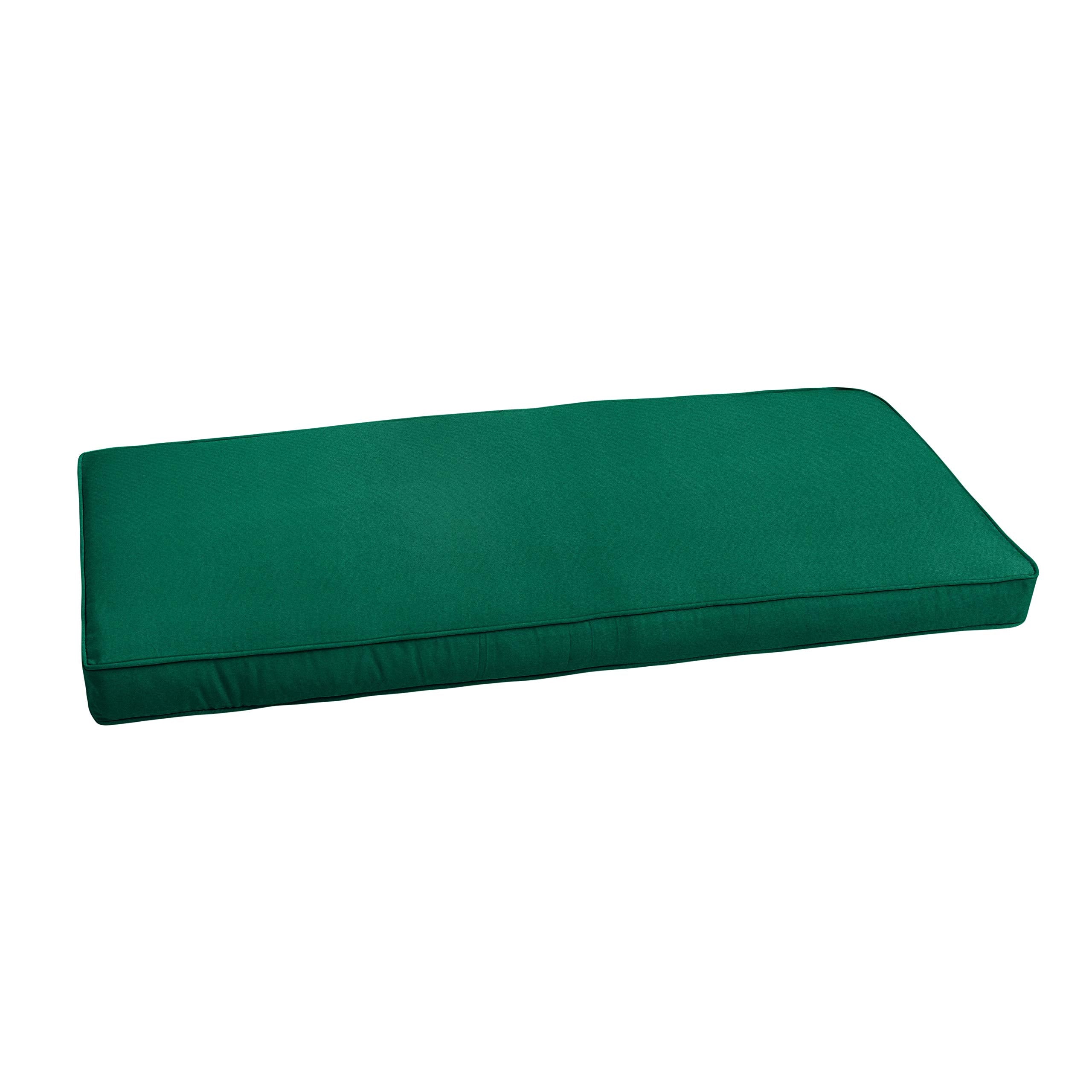 Mozaic Indoor Or Outdoor Sunbrella Bench Cushion With Corded Edges And Tie Backs, 1 Count (Pack Of 1), Canvas Forest Green 5 Sq