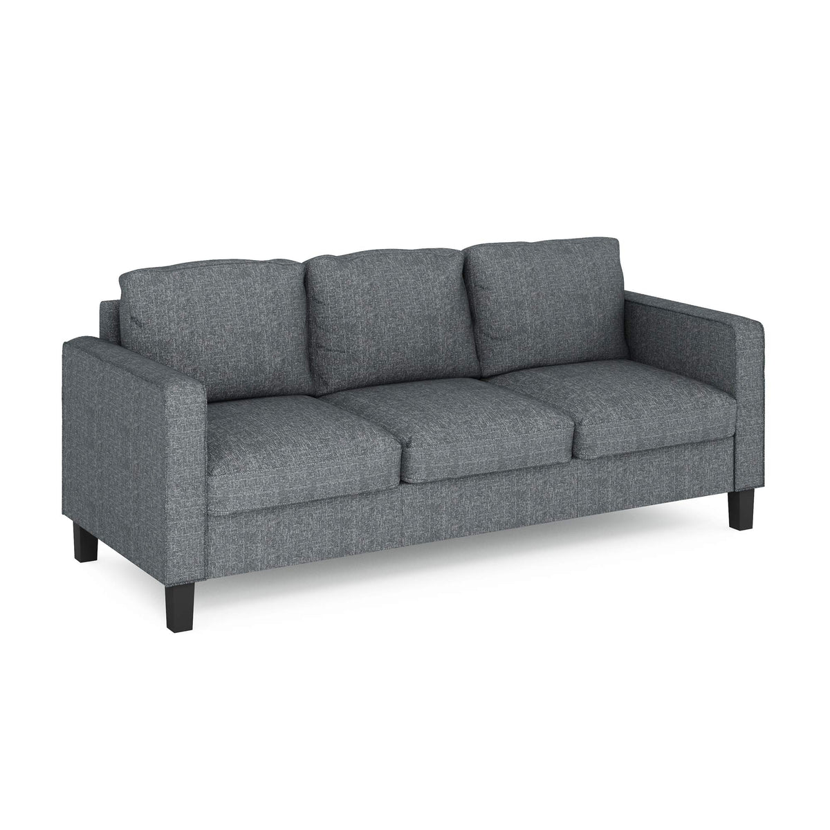 Furinno Bayonne Modern Upholstered 3-Seater Sofa Couch For Living Room, Gunmetal