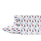 Nautica - Full Size Sheet Sets, Cotton Percale Bedding, Crisp & Cool, Coastal Home Decor (Costazul Blue/Red, Full)