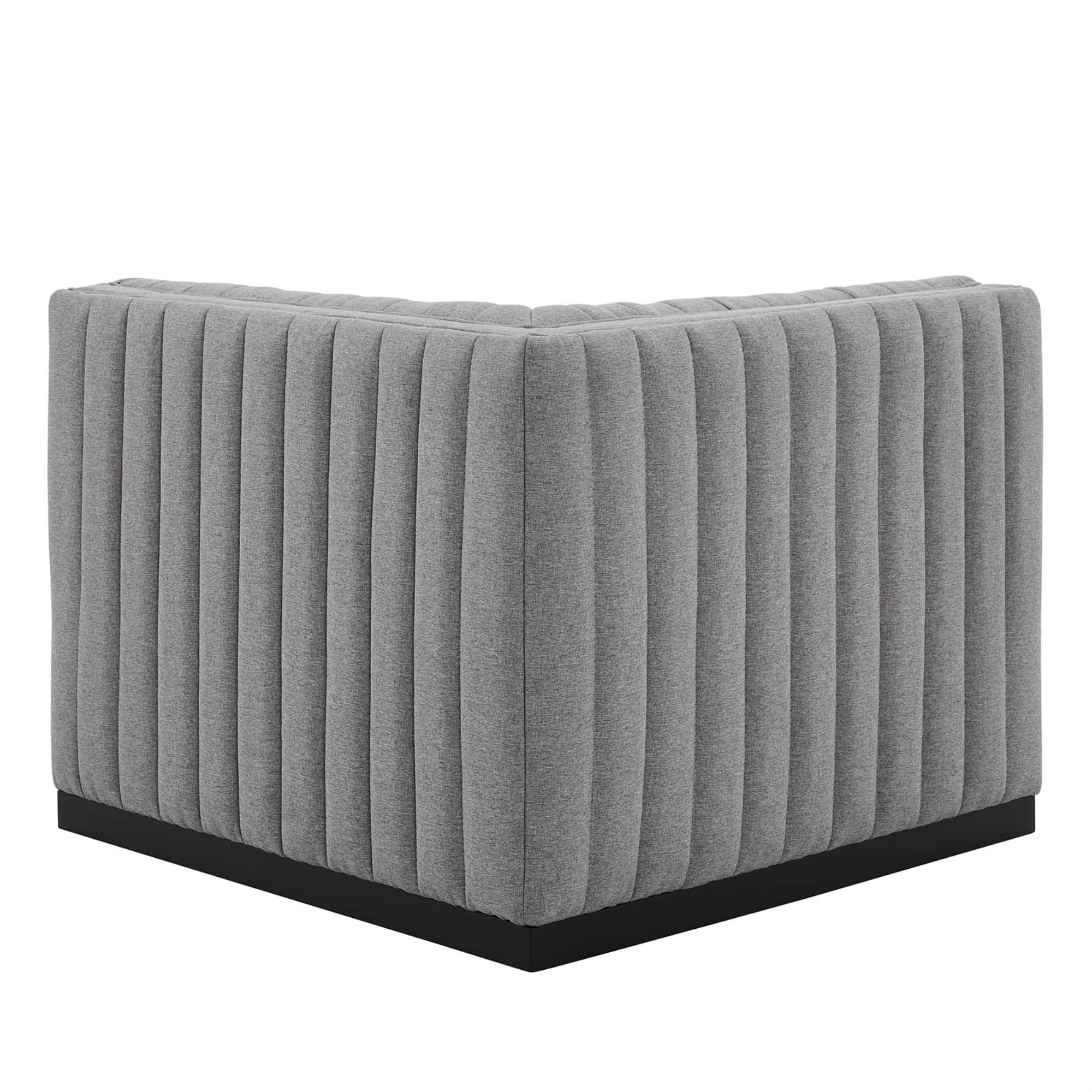 Modway Conjure Modern Channel Tufted Fabric Right Corner Chair in Gray