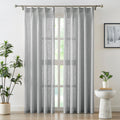 Fmfunctex Linen Grey Semi Sheer Curtains 84 Inches Long For Bedroom Farmhouse Rod Pocket Back Tab Pinch Pleated Window Drapes Fo