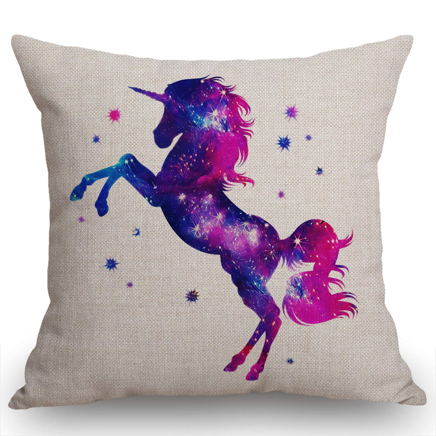 Swono Galaxy Unicorn Decorative Throw Pillow Case Cosmic Unicorn Decoration Cushion Cover Home Decor 18 X 18 Inch Cotton Linen F