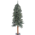 Vickerman 4X 24.5 Inch  Natural Bark Alpine Artificial Christmas Tree Featuring 337 Rich Green Pvc Tips  Unlit Real Wood Trunk  F