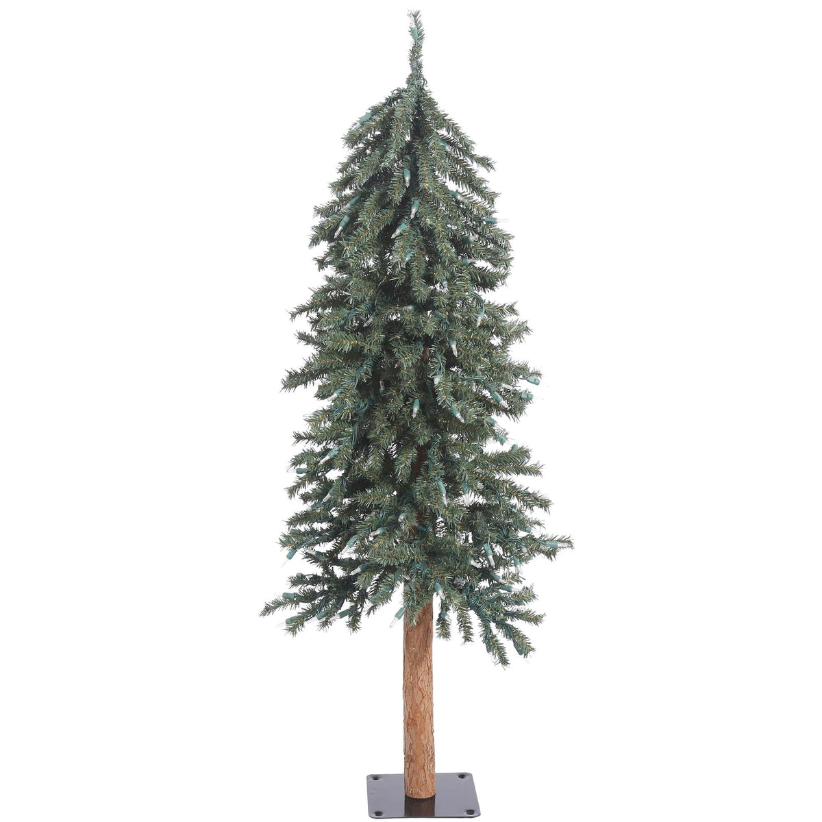 Vickerman 4X 24.5 Inch  Natural Bark Alpine Artificial Christmas Tree Featuring 337 Rich Green Pvc Tips  Unlit Real Wood Trunk  F
