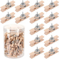 Sannix 100Pcs Wooden Push Pin Clips,Wooden Clips With Thumb Tacks For Bulletin Board Cork Board Decorations And School Office Cr