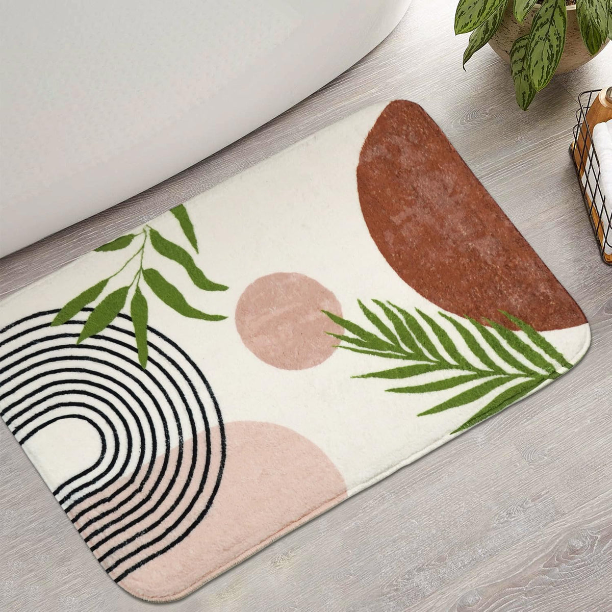 Bathroom Rugs Non-Slip Boho Bath Mat, Small Cute Bath Mat Soft Washable Bath Rug for Bathtub Boho Bathroom Decor