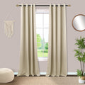Mrs.Naturall Biscotti Beige Grommet Blackout Curtains for Bedroom 52x92 Inch Length