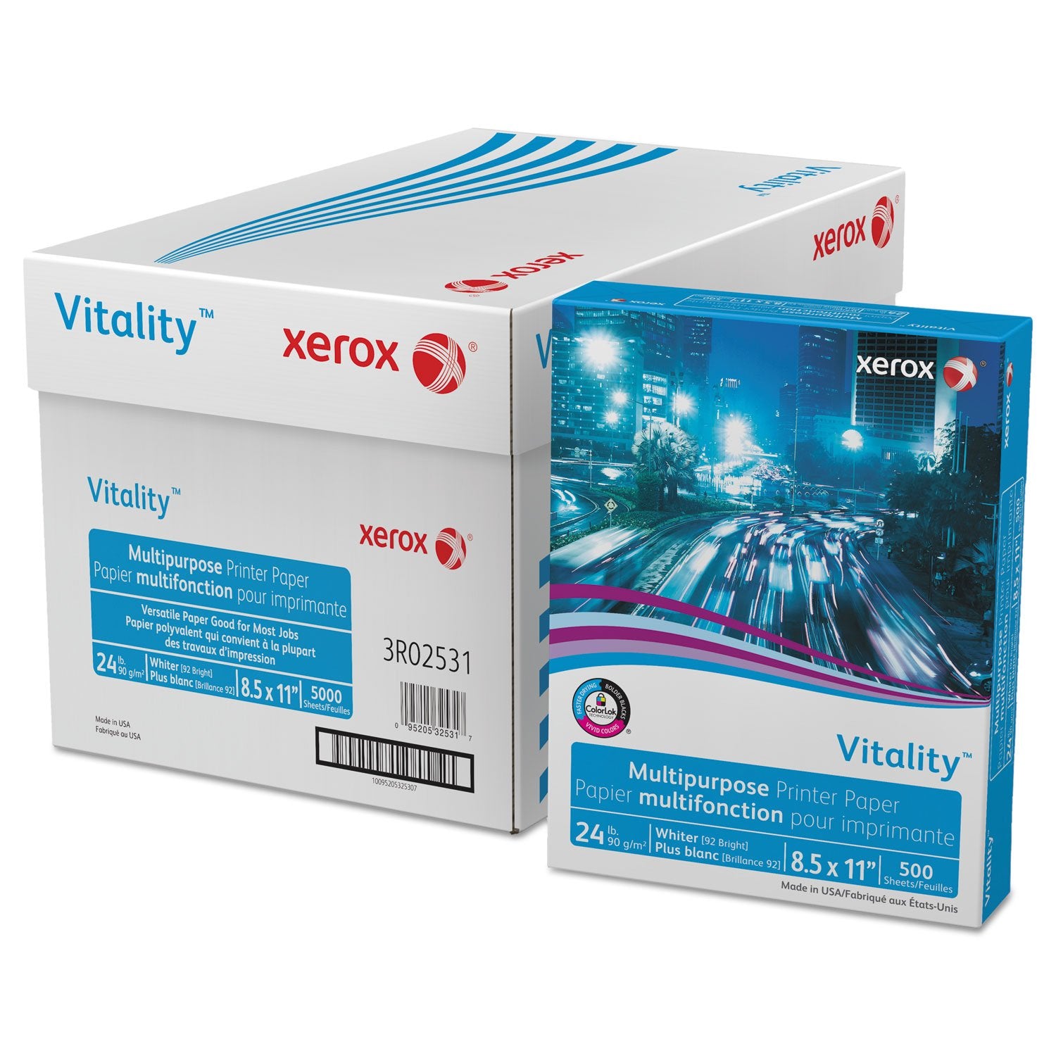 Xerox Vitality Multipurpose Printer Paper Letter 5000/Carton, White