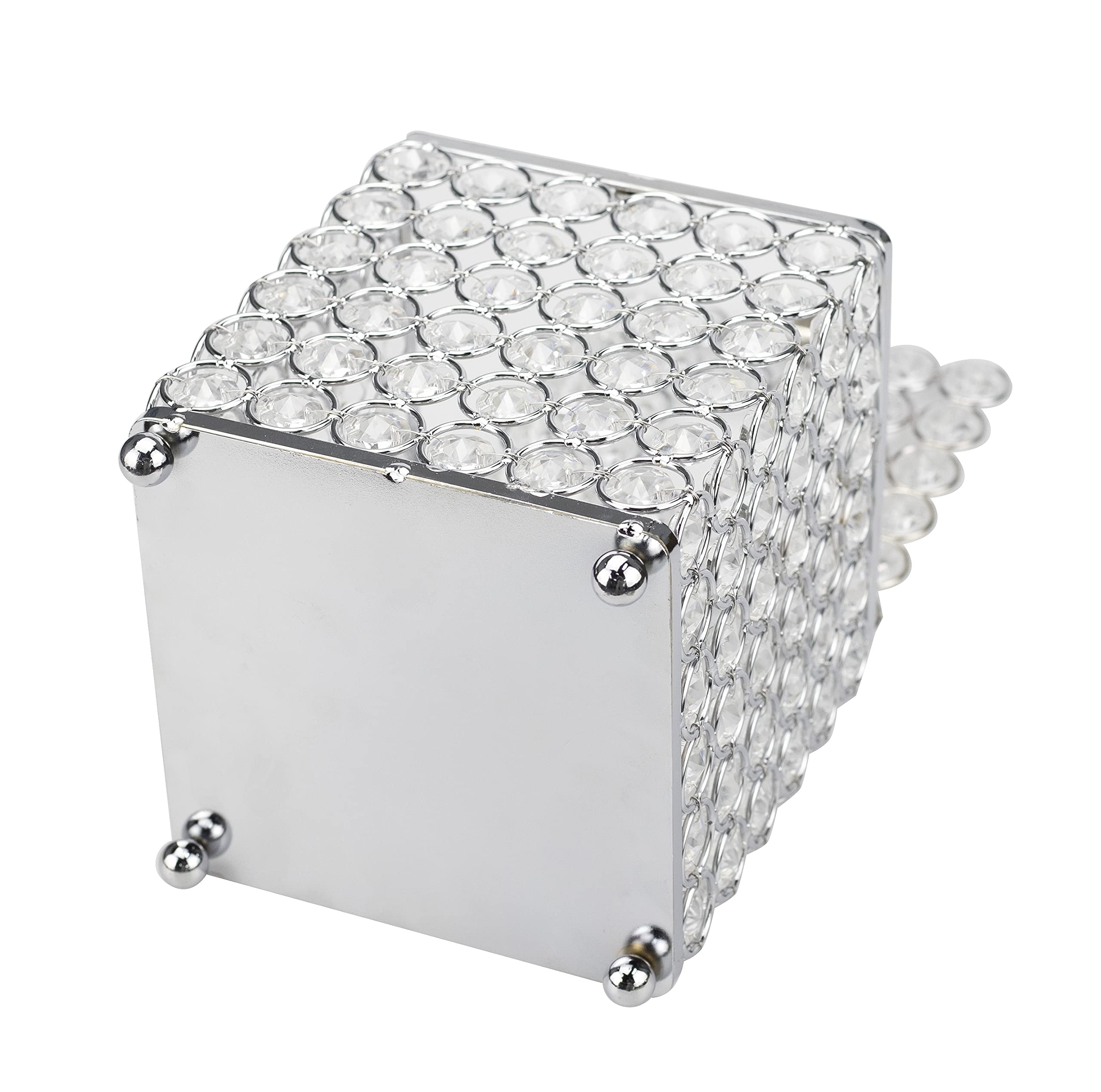 Ukwell Square Crystal Tissue Box Cover Handcrafted Bling Upright Facial Tissue Holder For Bathroom Countertop Vanity Dresser Nig