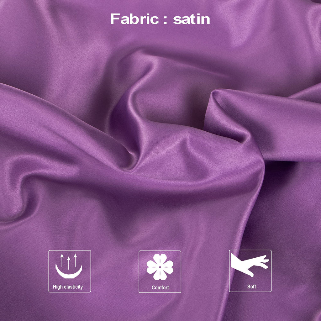 Ntbay Zippered Satin Pillow Cases For Hair And Skin, Luxury Standard Hidden Zipper Pillowcases Set Of 2, 20X26 Inches, Purple