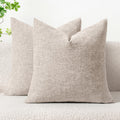 Miulee Pack Of 2 Couch Throw Pillow Covers 16X16 Inch Soft Light Brown Chenille Pillow Covers For Sofa Living Room Solid Dyed Pi