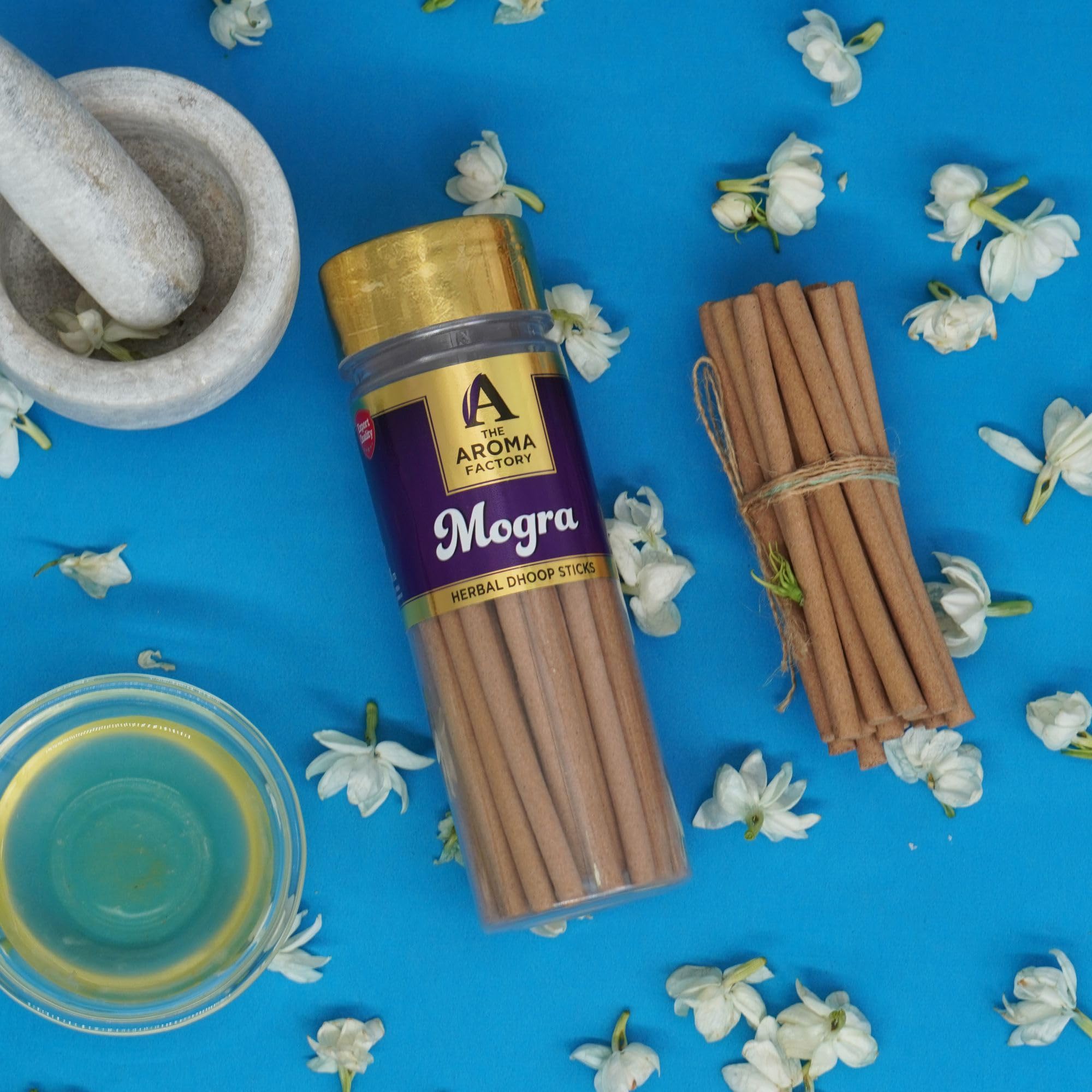 The Aroma Factory Mogra Dhoop Batti Sticks, Long Lasting Fragrance For Home Meditation, Natural & Herbal Dhoop For Pooja With Dh
