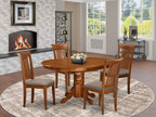 East West Furniture AVPO5-SBR-C Avon 5 Piece Set Includes an Oval Dining Room Table with Butterfly Leaf and 4 Linen Fabric Upholstered Kitchen Chairs, 42x60 Inch