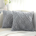 Decoruhome Decorative Throw Pillow Covers 16X16, Soft Plush Faux Wool Couch Pillow Covers For Home, Set Of 2, Grey
