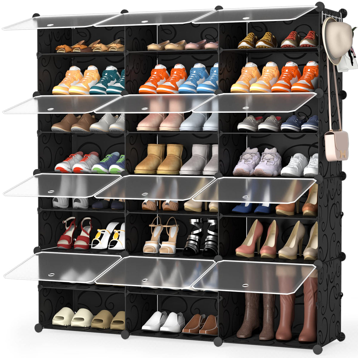 Homidec Shoe Rack Organizer, 8 Tier Shoe Storage Cabinet 48 Pair Plastic Shoe Organizer Shoe Shelves For Closet Hallway Bedroom Entryway