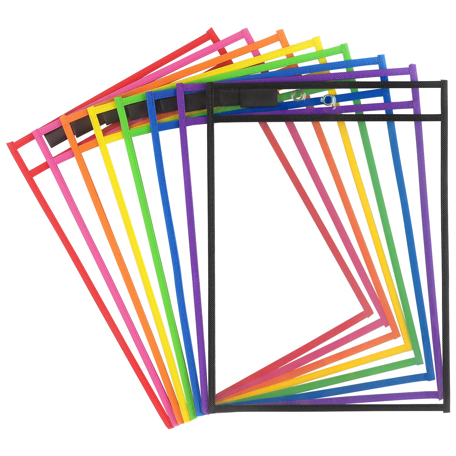 Tamaki 8 Pack Dry Erase Pockets Sleeves With Rings, 10 X 14 Inch Ticket Holders Clear Plastic Sleeves Sheet Protectors For Teach
