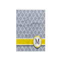 3D Rose Name Initial Letter M-Monogrammed Grey Quatrefoil Pattern-Personalized Yellow Gray Towel, 15 x 22, Multicolor